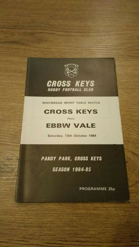 Cross Keys v Ebbw Vale Oct 1984 Rugby Programme