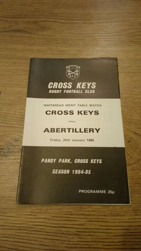Cross Keys v Abertillery Jan 1985 Rugby Programme