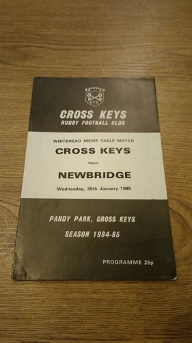 Cross Keys v Newbridge Jan 1985 Rugby Programme