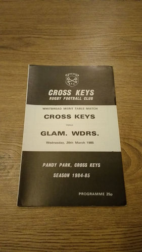 Cross Keys v Glamorgan Wanderers Mar 1985 Rugby Programme
