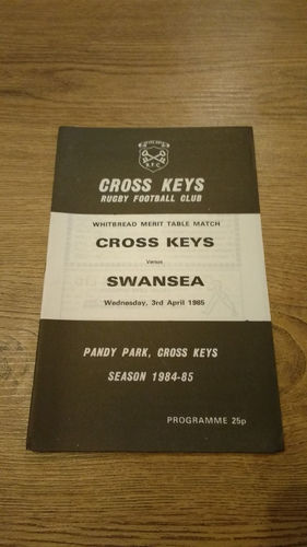 Cross Keys v Swansea Apr 1985 Rugby Programme