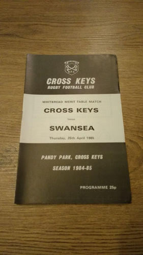 Cross Keys v Swansea Apr 1985 Rugby Programme