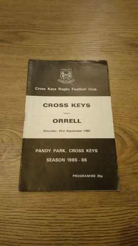 Cross Keys v Orrell Sept 1985 Rugby Programme