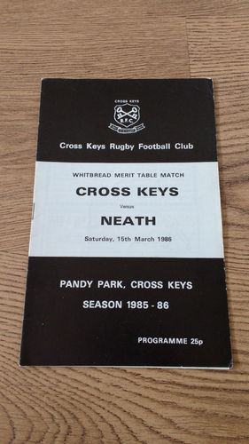Cross Keys v Neath Mar 1986 Rugby Programme