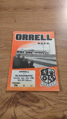 Orrell v Blackheath Sept 1982 Rugby Programme