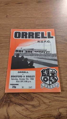 Orrell v Bradford & Bingley Oct 1982 Rugby Programme