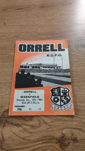 Orrell v Wakefield Dec 1982 Rugby Programme