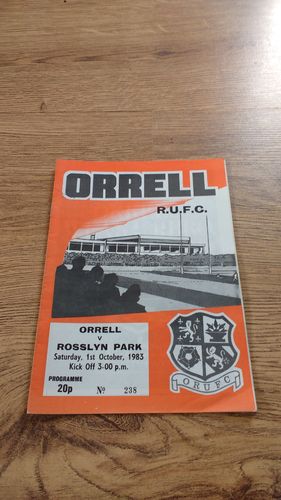 Orrell v Rosslyn Park Oct 1983 Rugby Programme