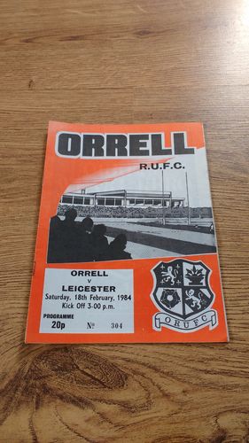 Orrell v Leicester Feb 1984 Rugby Programme