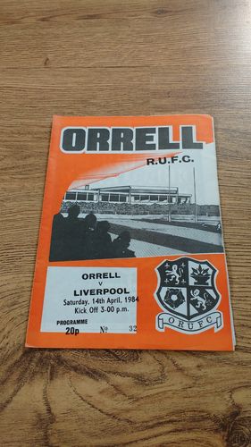 Orrell v Liverpool Apr 1984 Rugby Programme