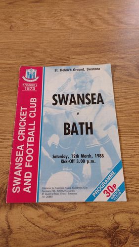 Swansea v Bath 1988 Rugby Programme