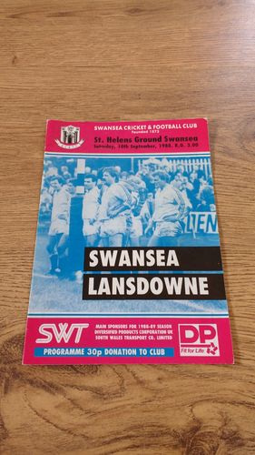 Swansea v Lansdowne 1988 Rugby Programme
