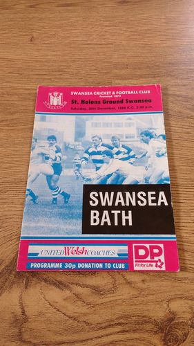 Swansea v Bath 1989 Rugby Programme