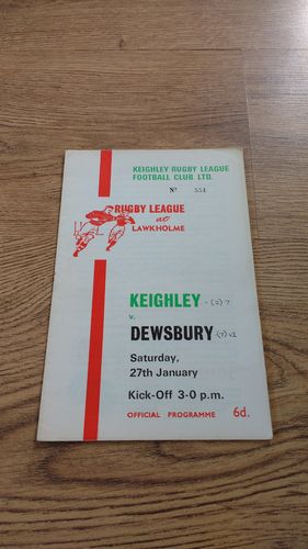 Keighley v Dewsbury Jan 1968 Rugby League Programme