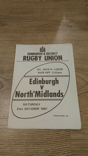 Edinburgh v North & Midlands of Scotland Oct 1981 Rugby Programme