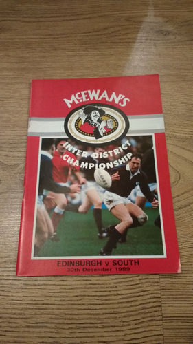 Edinburgh v South of Scotland Dec 1989 Rugby Programme