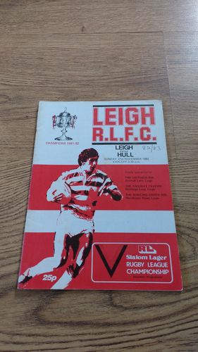 Leigh v Hull Nov 1982 Rugby League Programme