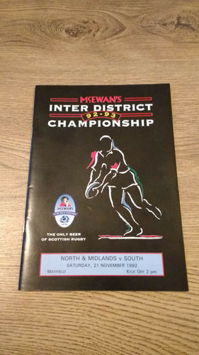 North & Midlands of Scotland v South of Scotland Nov 1992 Rugby Programme