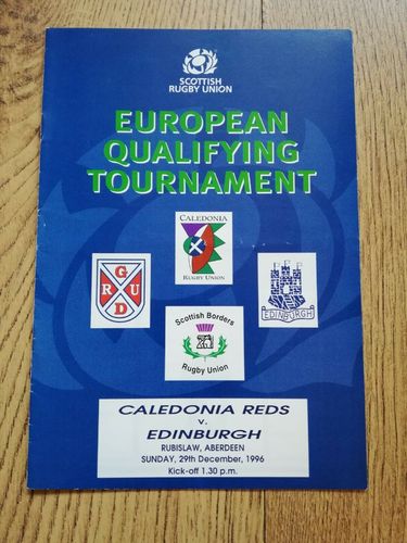 Caledonia Reds v Edinburgh Dec 1996 Rugby Programme