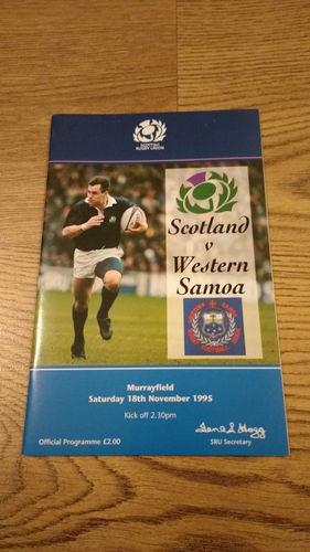 Scotland v Western Samoa 1995 Rugby Programme