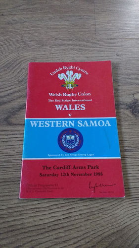 Wales v Western Samoa 1988 Rugby Programme