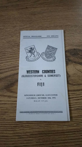 Western Counties (Gloucestershire & Somerset) v Fiji Oct 1970 Rugby Programme