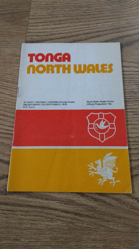 North Wales v Tonga Sept 1974 Rugby Programme