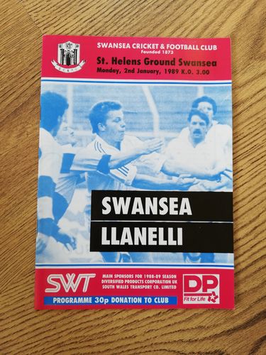 Swansea v Llanelli Jan 1989 Rugby Programme
