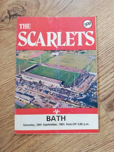 Llanelli v Bath Sept 1985 Rugby Programme
