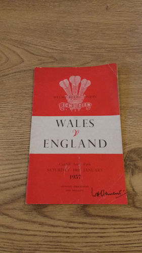 Wales v England 1957 Rugby Programme