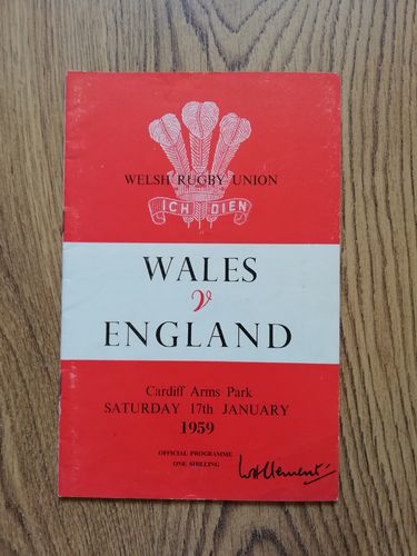 Wales v England 1959 Rugby Programme