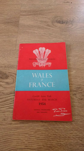 Wales v France 1954 Rugby Programme