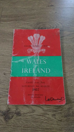 Wales v Ireland 1957 Rugby Programme