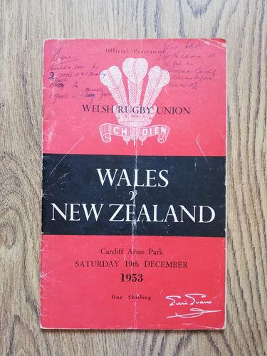 Wales v New Zealand 1953 Rugby Programme