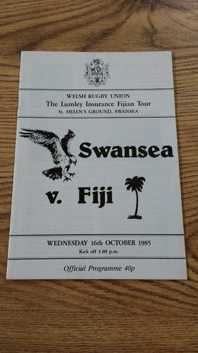 Swansea v Fiji 1985 Rugby Programme