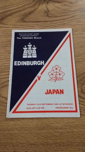 Edinburgh v Japan Sept 1986 Rugby Programme