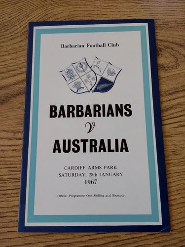 Barbarians v Australia 1967 Rugby Programme