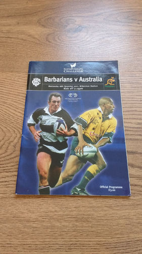 Barbarians v Australia 2001 Rugby Programme
