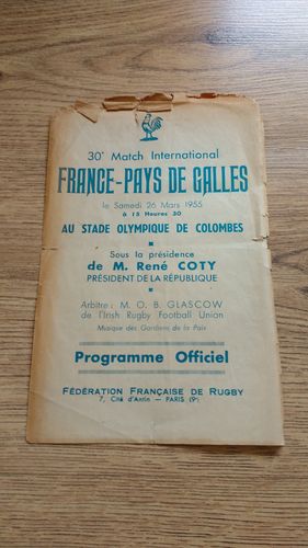 France v Wales 1955 Rugby Programme