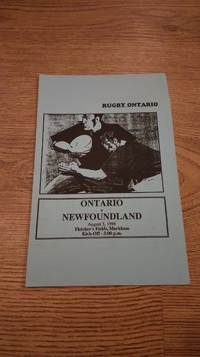 Ontario v Newfoundland 1996 Rugby Programme