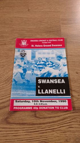 Swansea v Llanelli 1990 Rugby Programme