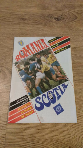 Romania v Scotland 1991 Rugby Programme