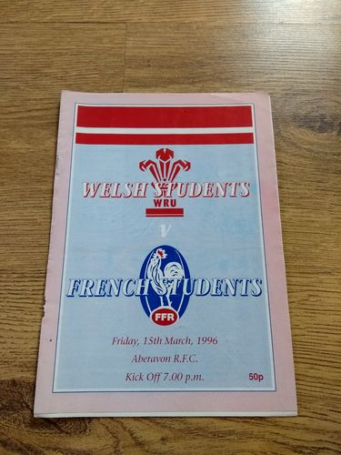 Welsh Students v French Students 1996 Rugby Programme