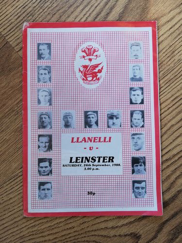 Llanelli v Leinster Sept 1988 Rugby Programme