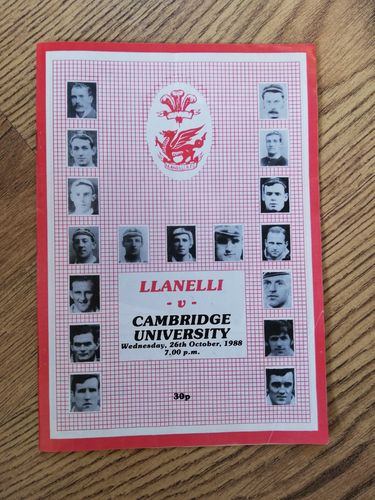 Llanelli v Cambridge University 1988 Rugby Programme