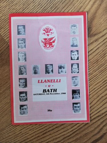 Llanelli v Bath 1988 Rugby Programme