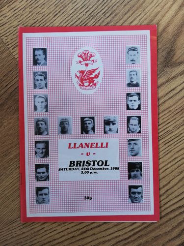 Llanelli v Bristol Dec 1988 Rugby Programme
