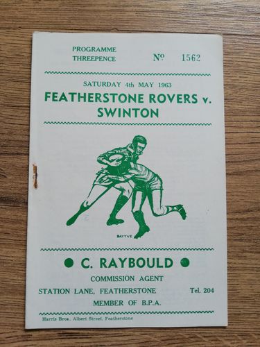 Featherstone v Swinton May 1963 Rugby League Programme