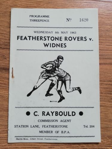 Featherstone v Widnes 1963 Rugby League Programme