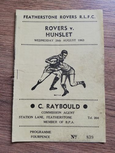 Featherstone v Hunslet Aug 1963 Rugby League Programme